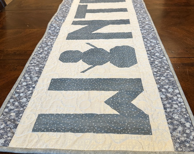 Winter Table Runner for the Holidays.  Approximately 50 x 17 1/2 inches.  Quilted.  Ready to ship
