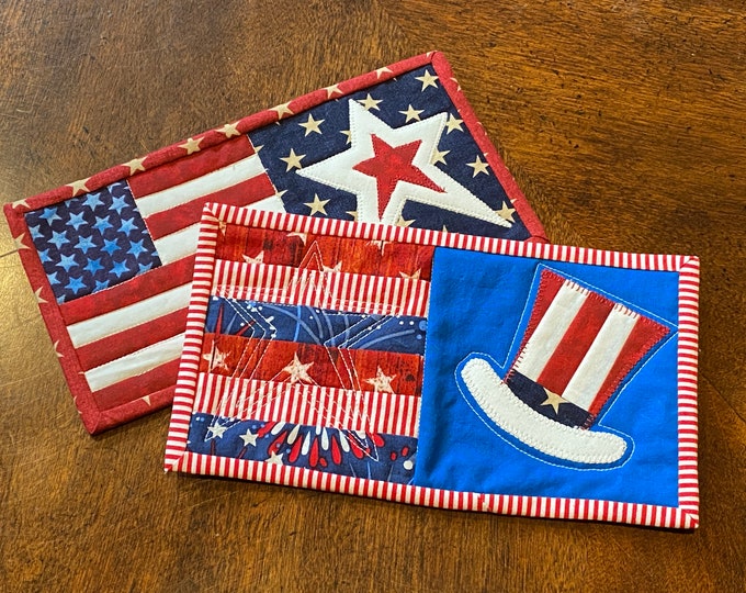 Patriotic Mug Rugs 9 x 5 inches.  Sold individually.