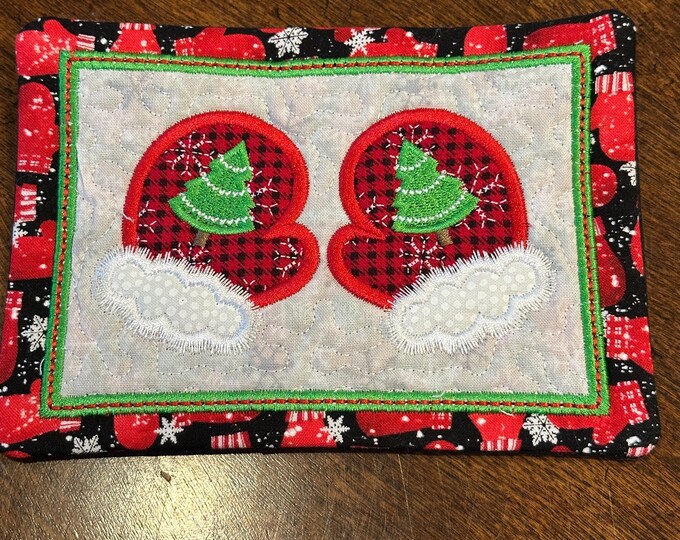 Winter Mitten Mug Rugs/Coasters great for Christmas or winter decorations. Approximately 5 x 7 inches.  Ready to ship