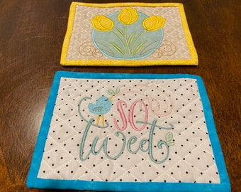 Spring Mug Rugs/Coasters  (5 x 7 inches)
