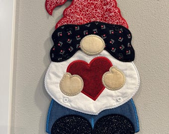 Valentines Day Gnome Wall Hanging.  Approximately 20 inches tall and 13 inches wide.  Ready to Ship
