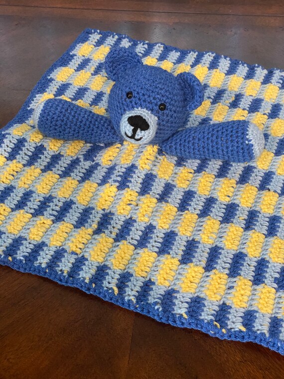 Teddy Bear Lovey security Blanket Etsy