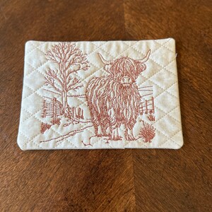 Highland Cow Mug Rug or Coaster in Two Colors. 5 X 7 Inches ...