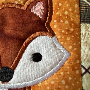 Animal Mug Rugs or coasters, Quilted, Appliqued, Woodland Creatures, Raccoon and Fox, 5x7 inches image 11