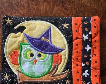 Halloween Owl Mug Rug or Coaster.  Approximately 5 x 7 inches.  Ready to ship