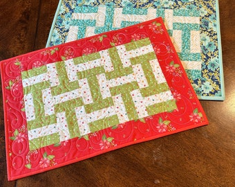 Placemat, Table Topper in 2 color variations.  Approximately 19 x 13 inches.  Sold Individually.  Quilted.  Ready To Ship