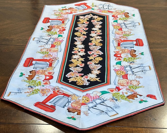 Christmas Baking Table Runner.  Approximately 41 x 18 1/2 inches.  Ready to ship
