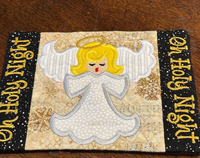 Christmas Angel Mug Rugs/Coasters great for Christmas or winter decorations. Approximately 5 x 7 inches.  Ready to ship