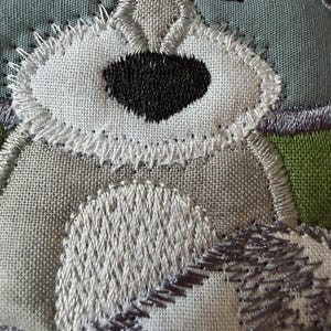 Animal Mug Rugs or coasters, Quilted, Appliqued, Woodland Creatures, Raccoon and Fox, 5x7 inches image 7
