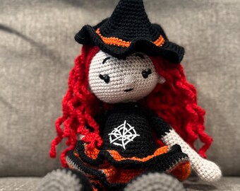 Good Witch Amigurumi.  Crocheted.  Approximately 15 inches to the top of her hat.  Ready to ship