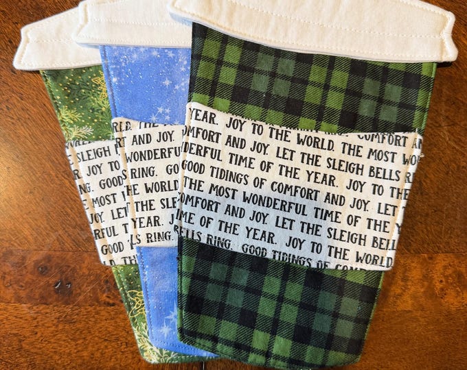 Christmas To-Go Cup Mug Rug/Gift Card Holder.  9 by 5 inches