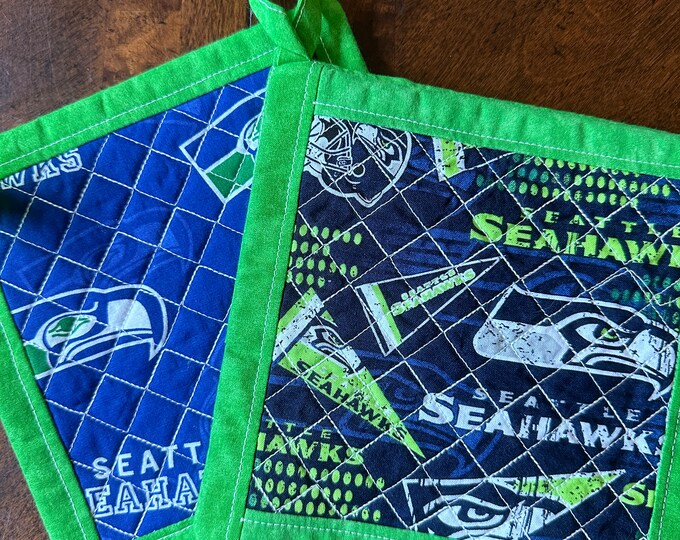Seattle Seahawk Pot Holder/Trivet/Hot Pad.  Two designs 8" square
