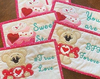 Be My Valentine Various Mug Rugs
