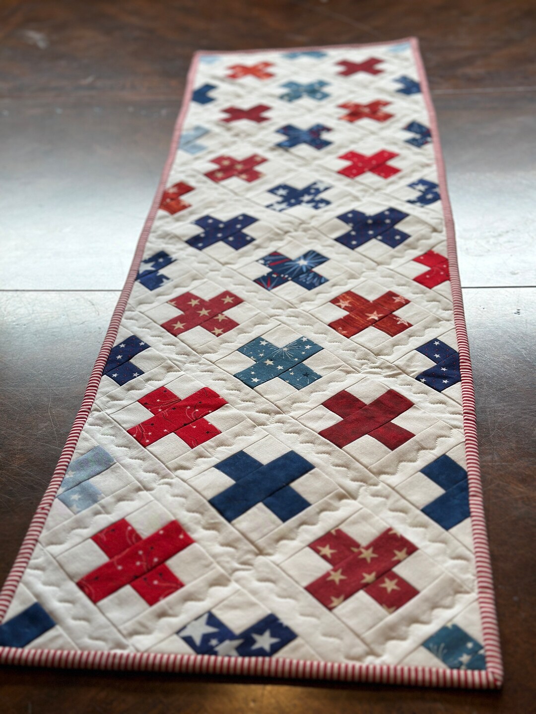 Patriotic Table Runner, Quilted Using Various Patriotic Fabrics ...