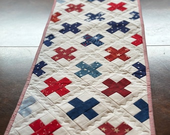 Patriotic Table Runner, Quilted using various Patriotic fabrics.  Approximately 12 x 40 inches