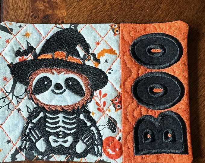 Skeleton Sloth  Mug Rug/Coaster.  Approximately 5 x 7.  Ready to ship