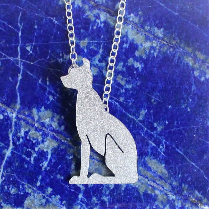 Sterling silver Bastet amulet Ancient Egyptian Cat hieroglyph Pendant
