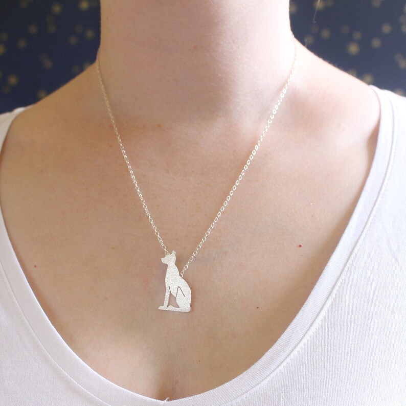 Sterling silver Bastet amulet Ancient Egyptian Cat hieroglyph Pendant