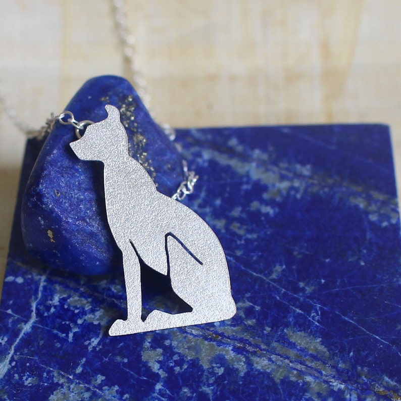 Sterling silver Bastet amulet Ancient Egyptian Cat hieroglyph Pendant