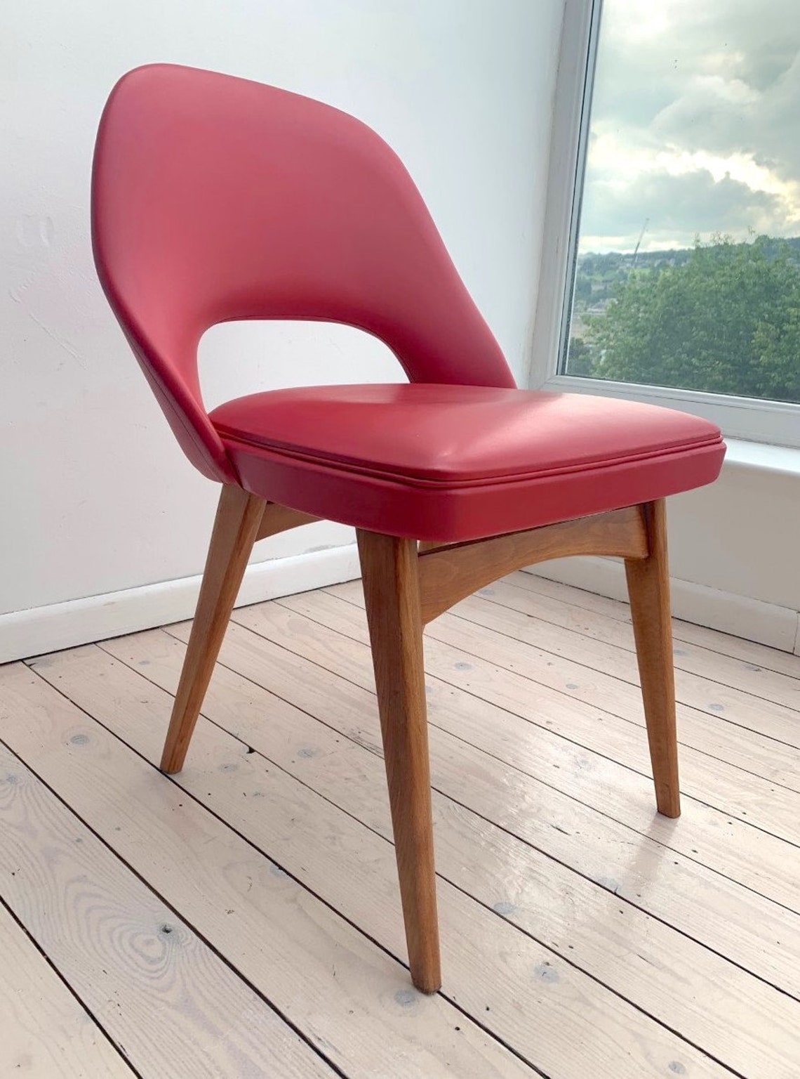4 Vintage Red Vinyl Chairs Ben chairs by Stowe Type 904 mid | Etsy