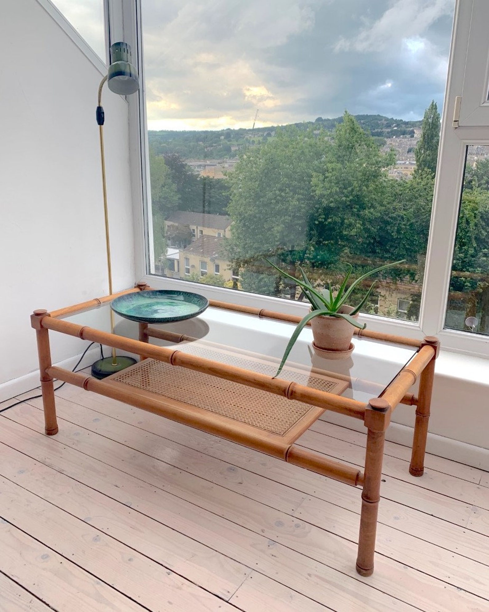 G Plan Coffee Table Beechwood Bamboo effect with Cane / Etsy