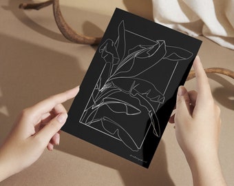 Abstract Monochrome Botanical Print -Digital Download |Leaves Poster |Wall Print |Black&White |Abstract Flower Print |Boho Design |Printable