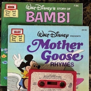 Vintage 1978, 1979 Walt Disney Books on Tape Set: Bambi and Mother Goose Rhymes