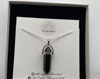 Black Obsidian Crystal Pendant Necklace