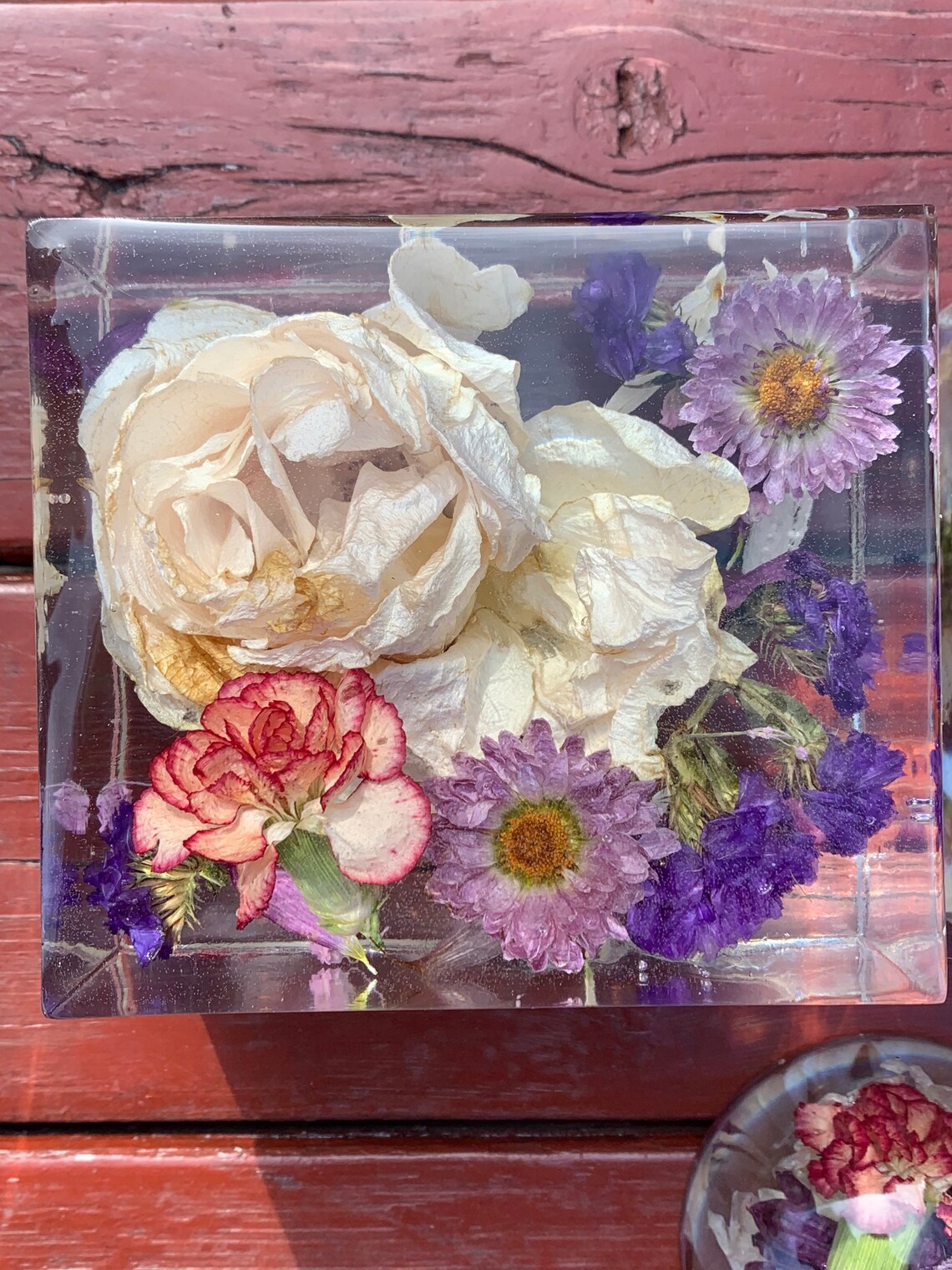 Custom Resin Flower Art 4x3x2.5 inch Cube Etsy