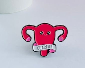 Cuterus Enamel Pin Badge, Lapel Pin, Lanyard Pins, Kawaii Pins, Gift For Her, Midwife gifts, Endo gift pins, Feminist gifts, enamel pin set