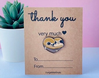 Thank you very much Sloth Enamel Pin Badge. Appreciation gift, Thoughtful keepsakes, Personalized thank you gifts, Sloth card, Employee gift