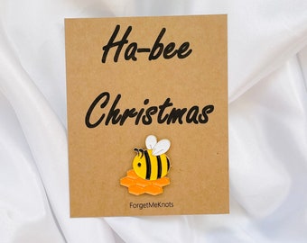 Happy Christmas bee enamel pin badge
