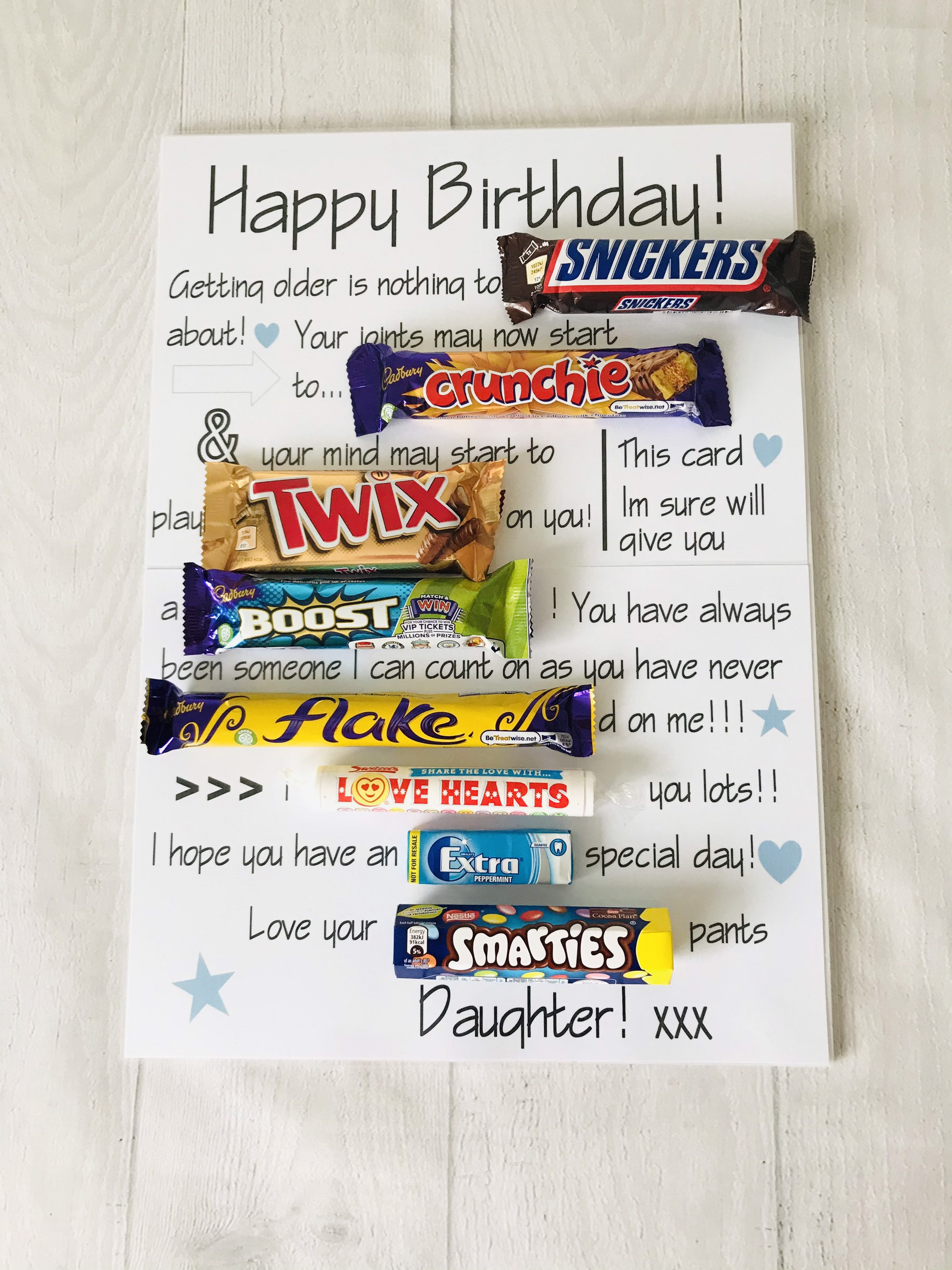 A3 Birthday Candy Gram Chocolate message board Personalised Etsy