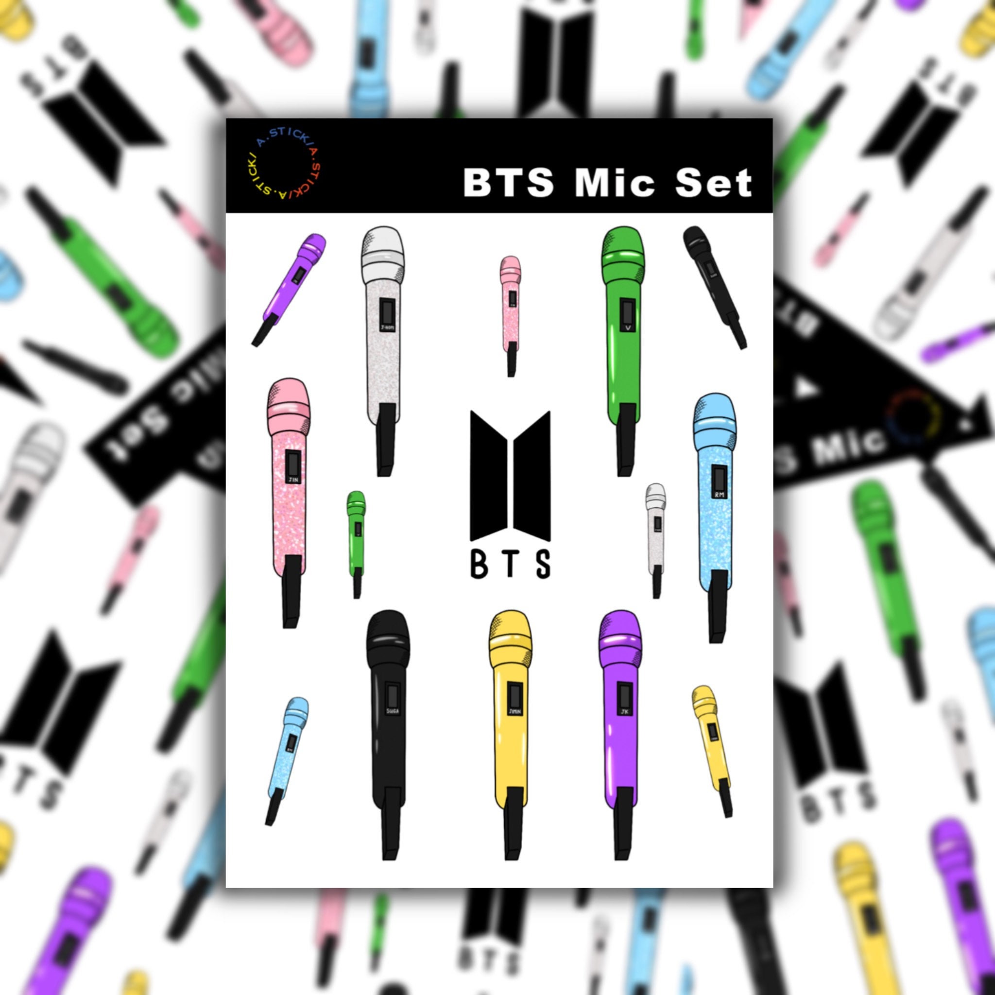 Bts Bangtanboys Stickers Microphones Kpop Korea Army Etsy