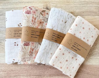 Oeko-Tex certified floral double gauze cotton fabric coupon