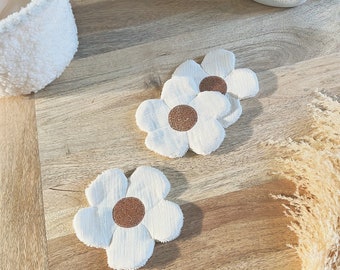 Lingette lavable fleur FLOWERS en gaze de coton