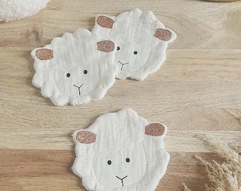 Lingettes lavables mouton en gaze de coton