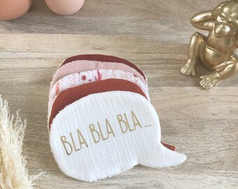 Washable wipes "Bla Bla Bla..." floral cotton gauze and English embroidery