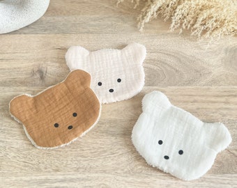 Lingettes lavables ourson ou lapin, Teddy Bear, Bunny en gaze de coton
