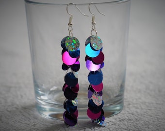 Multi-Colored Sequin Dangle Earrings: Glam Party Jewellery