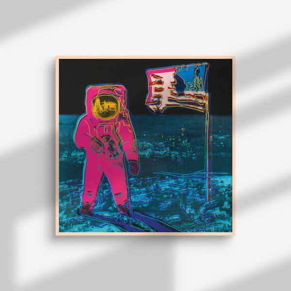 Andy Warhol Moonwalk 1987 Poster, Pink Astronaut Pop Art, Moon Landing Print, Neil Armstrong Square Wall Art, DIGITAL DOWNLOAD