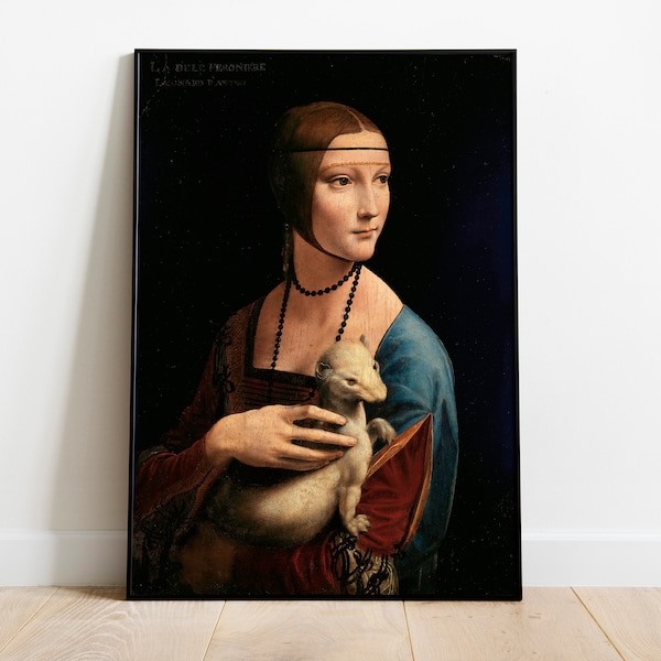 Leonardo da Vinci, Lady with an Ermine Print, Italian Renaissance Poster, da Vinci Portrait Piece, Cecilia Gallerani, DIGITAL DOWNLOAD