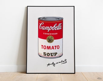 Andy Warhol Tomato Soup, Campbells Soup Print, Warhol Pop Art Print, Classic Contemporary Art Print, Warhol Wall Art, DIGITAL DOWNLOAD