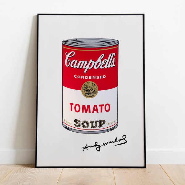 Andy Warhol Tomato Soup, Campbells Soup Print, Warhol Pop Art Print, Classic Contemporary Art Print, Warhol Wall Art, DIGITAL DOWNLOAD