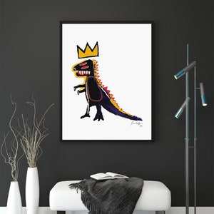 Jean Michel Basquiat Dino Print, Basquiat Dinosaur Wall Art, Basquiat Crown Poster, Basquiat Exhibition Poster, DIGITAL DOWNLOAD image 9