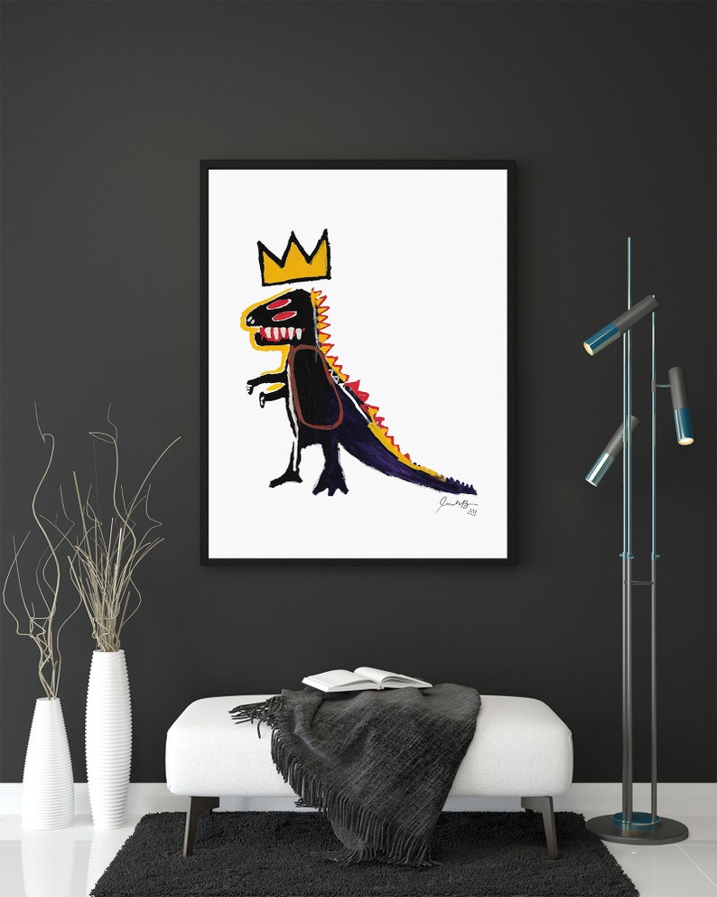 Jean Michel Basquiat Dino Print, Basquiat Dinosaur Wall Art, Basquiat Crown Poster, Basquiat Exhibition Poster, DIGITAL DOWNLOAD image 9
