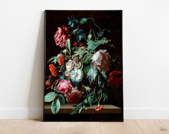 Simon Pietersz Verelst Flower Still Life Print, Gothic Floral Wall Art, Dutch Golden Age Flower Print, Dark Academia Floral DIGITAL DOWNLOAD