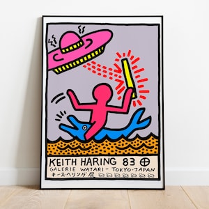 Keith Haring UFO Exhibition Poster, Watari Tokio Gallery 1983, Keith Haring Alien Rod, Keith Haring Tokyo Museum Print, DIGITAL DOWNLOAD