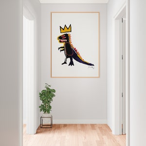 Jean Michel Basquiat Dino Print, Basquiat Dinosaur Wall Art, Basquiat Crown Poster, Basquiat Exhibition Poster, DIGITAL DOWNLOAD image 5