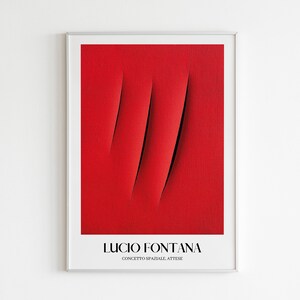 Lucio Fontana Museum Poster, Concetto Spaziale Attese Exhibition Poster, Red Cut Out Poster, Fontana Spatialism Wall Art, DIGITAL DOWNLOAD image 3